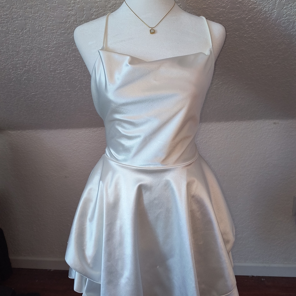 White Satin Homecoming Dress